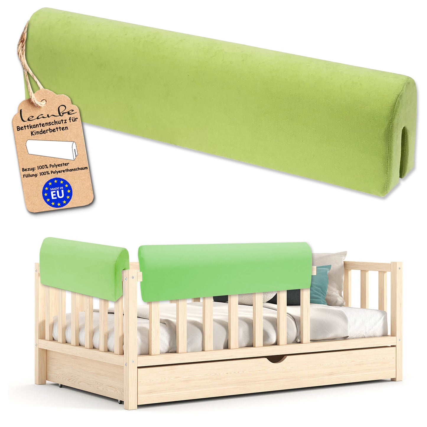 Bettkantenschutz für Babybett – Grün Mikrofaser