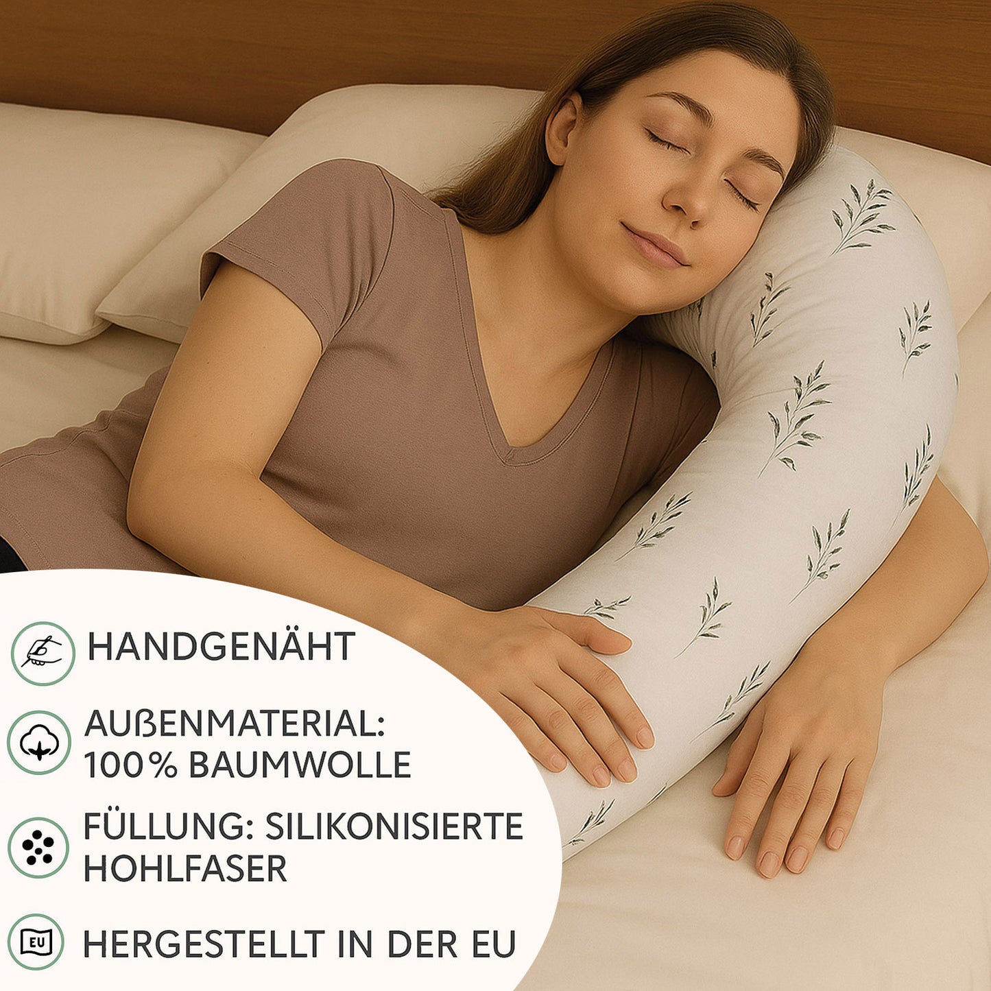 Bettschlange Stillkissen Seitenschläferkissen 150-400 cm Gras