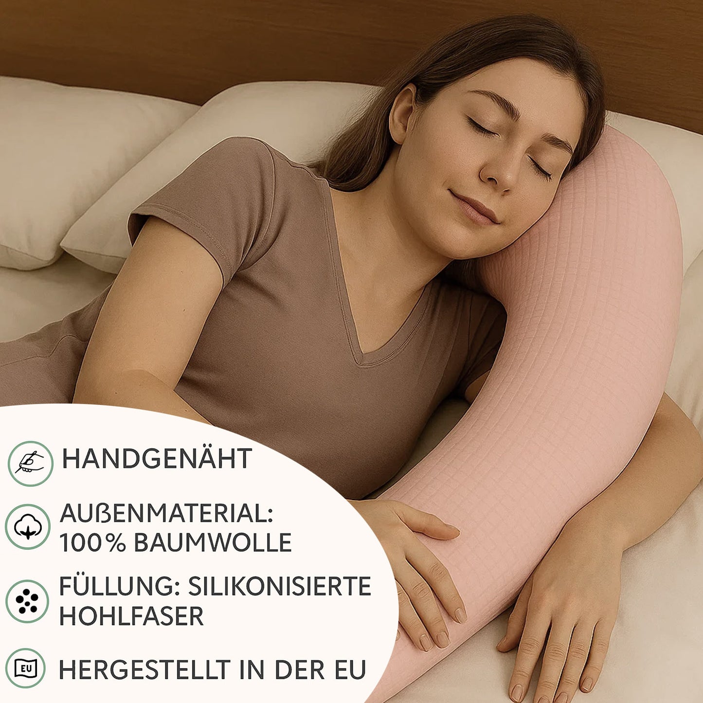 Bettschlange Stillkissen Seitenschläferkissen 150-400 cm Rosa