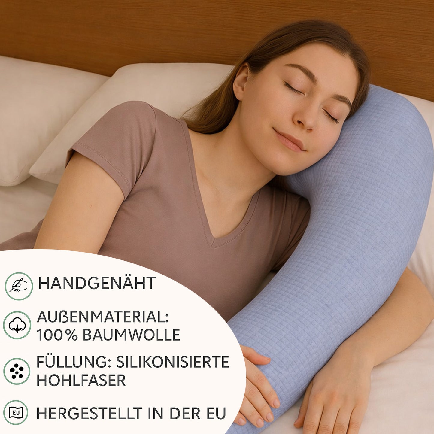 LEANBE Bettschlange Stillkissen – Vielseitiges Seitenschläferkissen 150-400 cm Blau