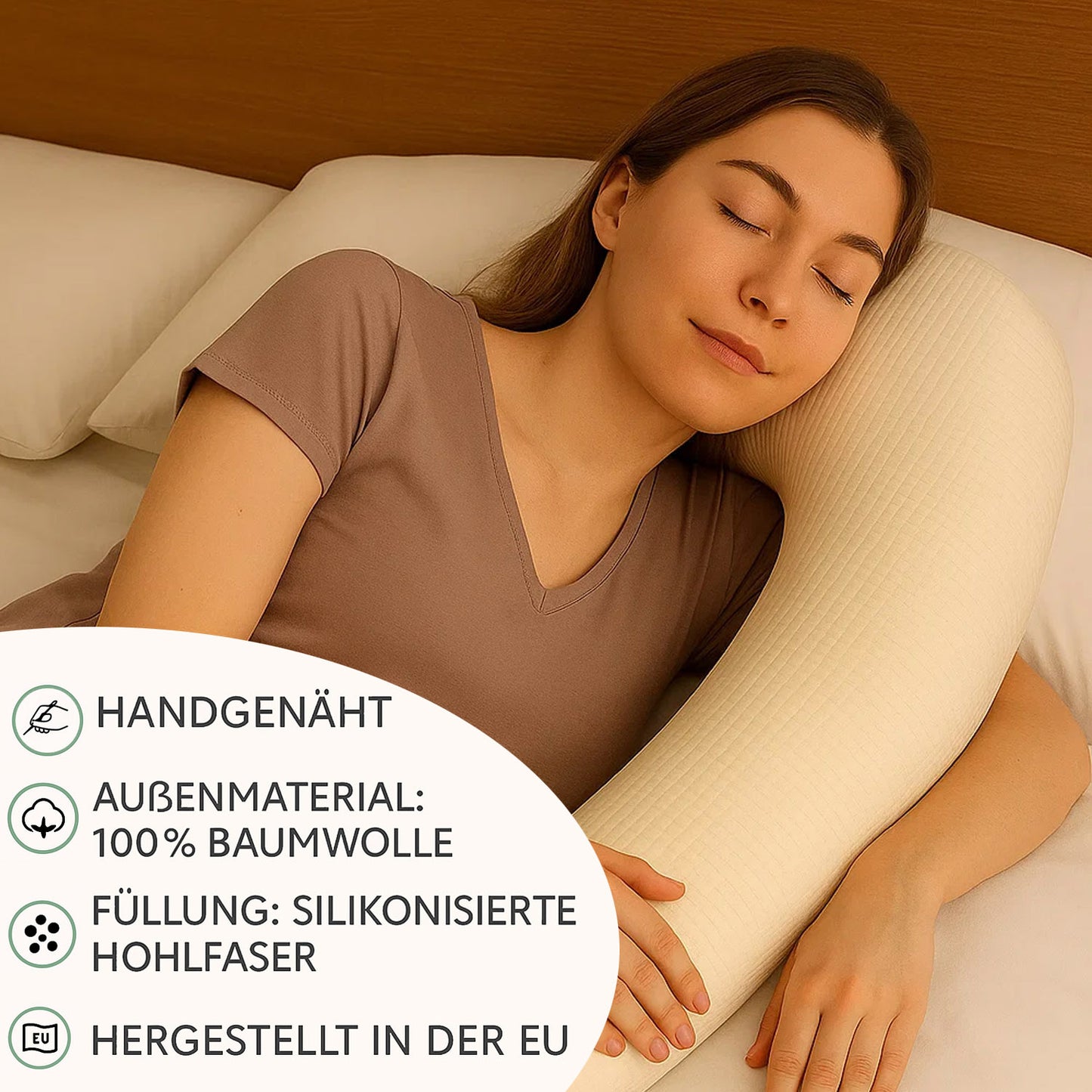 Bettschlange Stillkissen Seitenschläferkissen 150-400 cm Creme