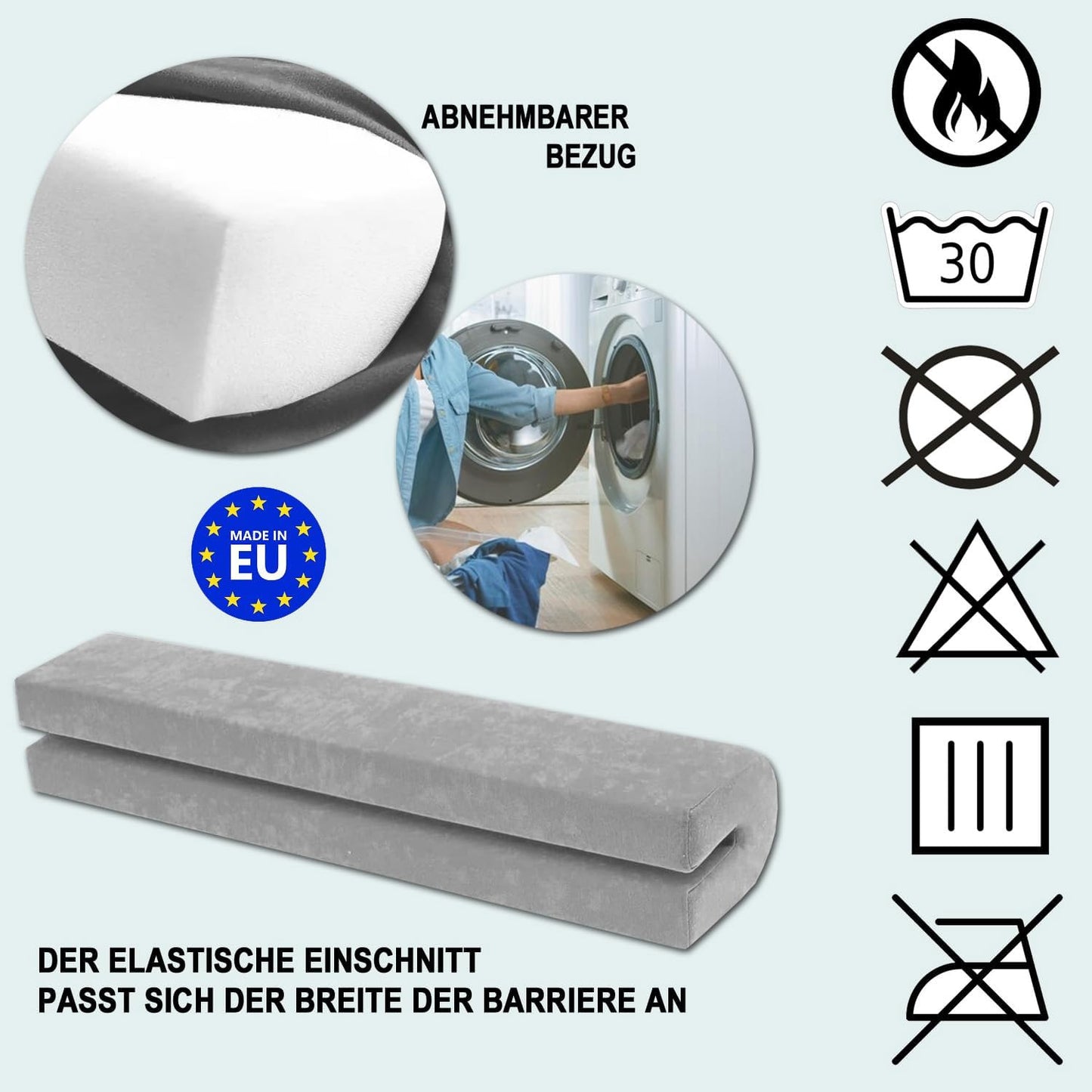 Bettkantenschutz für Babybett – Grau Minky