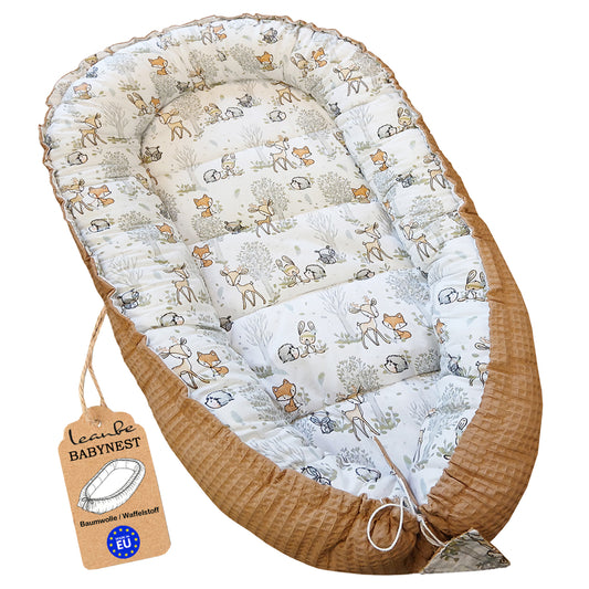 Babynest Kokon aus Baumwolle & Waffelstoff - Beige