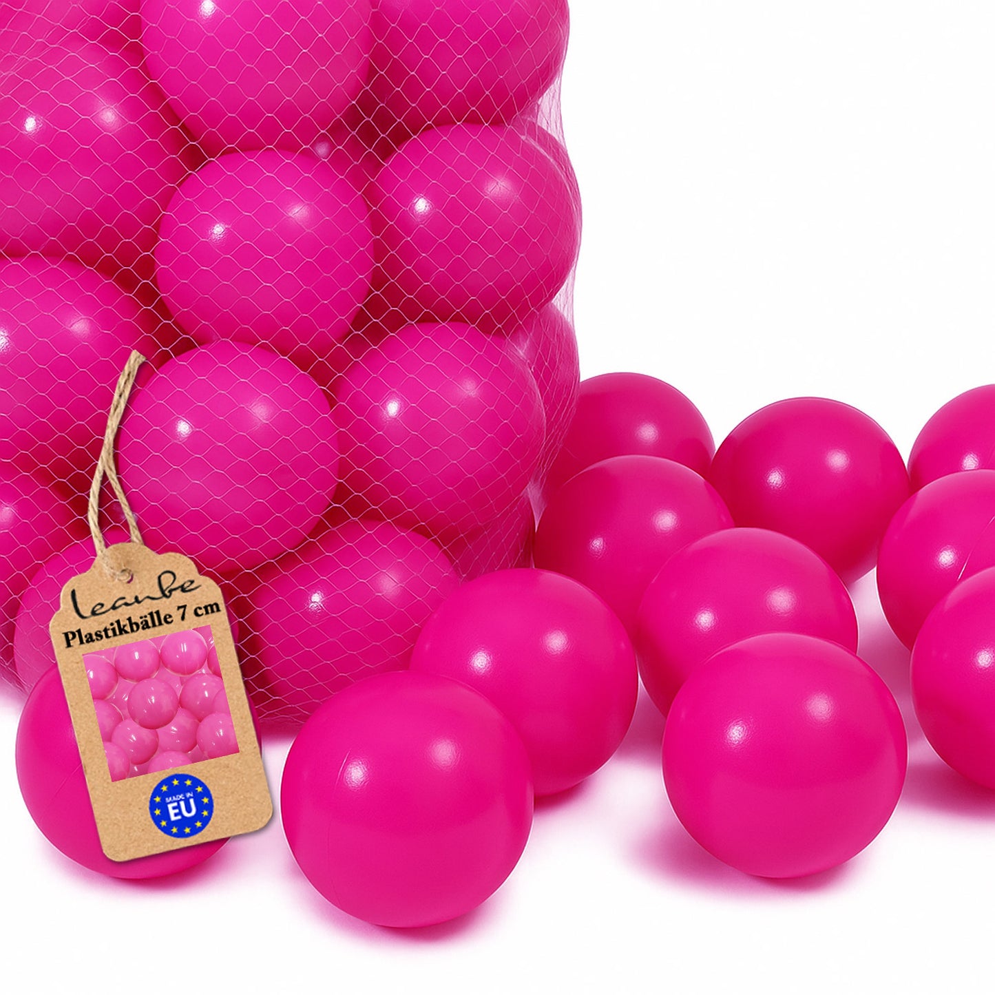 LEANBE Bällebad Bälle 7 cm – Hochwertige Plastikbälle für Kinder Spielspaß - Dunkelrosa