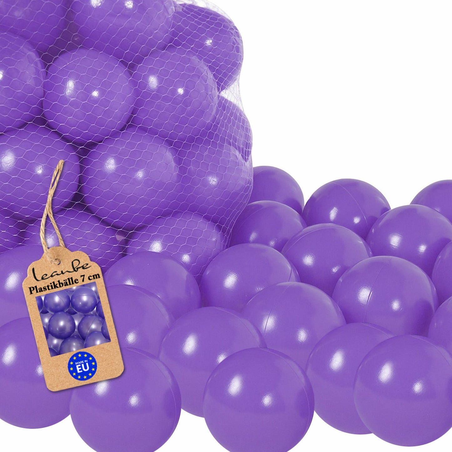 LEANBE Bällebad Bälle 7 cm – Hochwertige Plastikbälle für Kinder Spielspaß - Lila