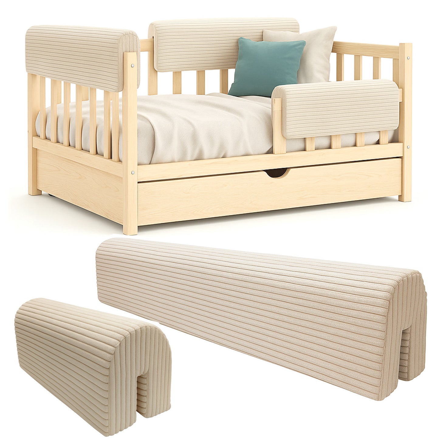 Bettkantenschutz für Babybett – Beige Cord