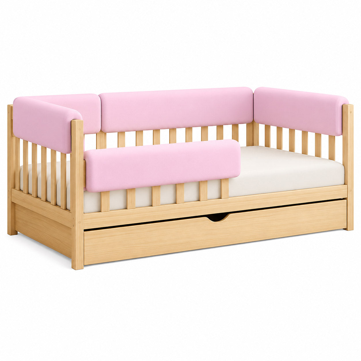 LEANBE Bettkantenschutz 70 cm für Betten -  Kissen für bettumrandung – Rosa Baumwolle