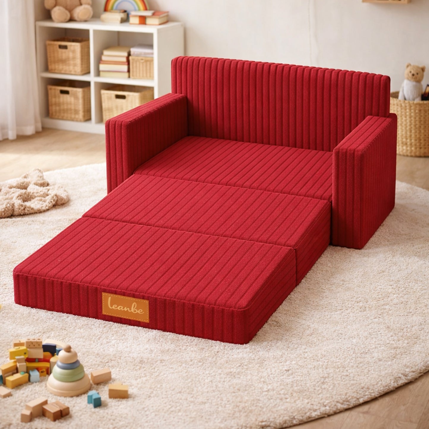 Personalisierbares Kindersofa 3in1 - Rot Cord