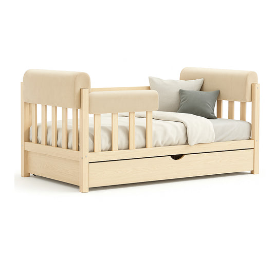 LEANBE Bettkantenschutz für Betten -  Kissen für bettumrandung – Beige Mikrofaser
