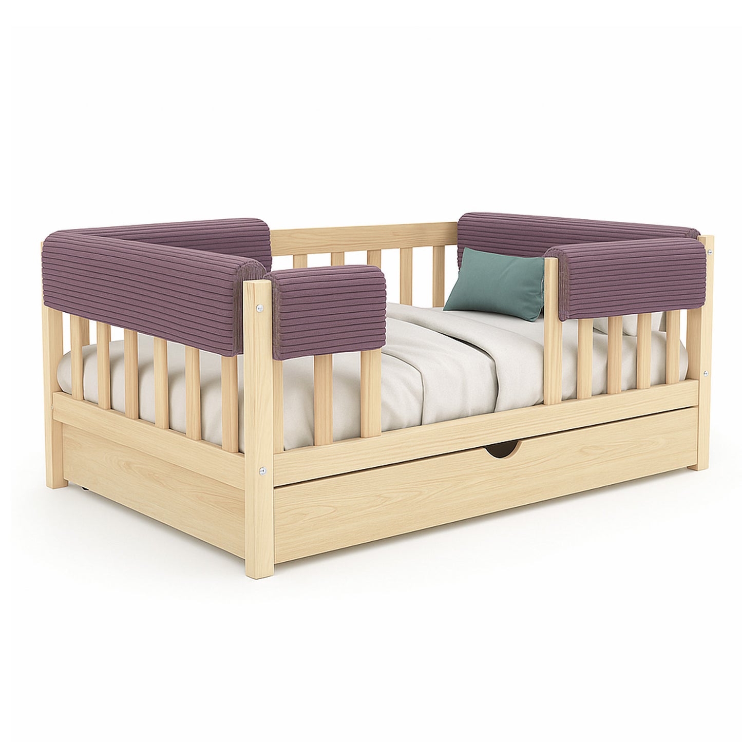 Bettkantenschutz für Babybett – Lila Cord