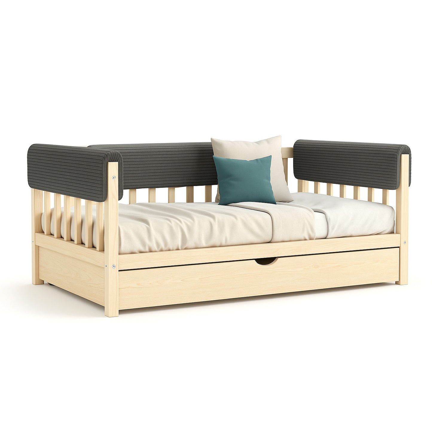 Bettkantenschutz für Babybett – Grau Cord