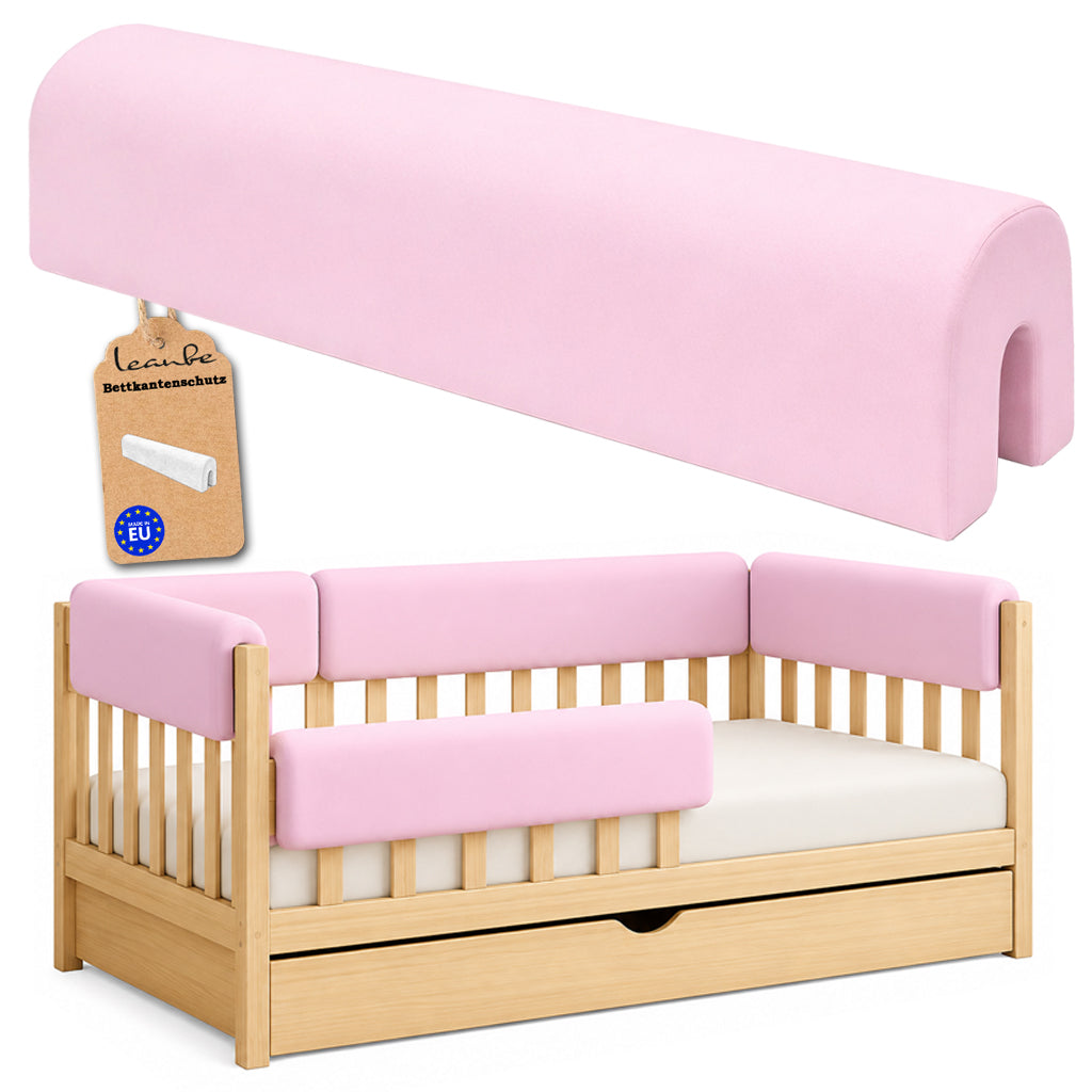 LEANBE Bettkantenschutz 70 cm für Betten -  Kissen für bettumrandung – Rosa Baumwolle