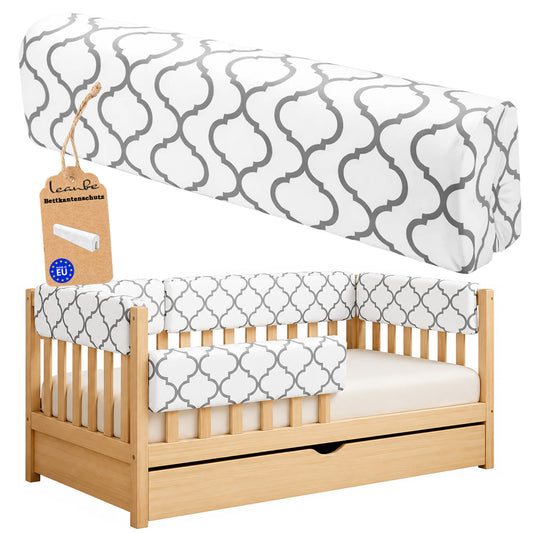 LEANBE Bettkantenschutz 70 cm für Betten -  Kissen für bettumrandung – Graues Ornament