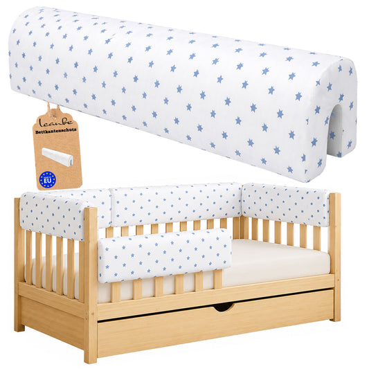 LEANBE Bettkantenschutz 70 cm für Betten -  Kissen für bettumrandung – Blaue Sterne